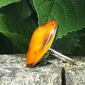 Large Baltic Amber 925 Sterling Silver Ring